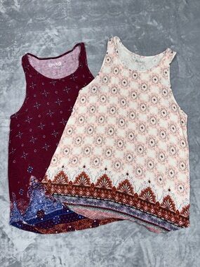 Mudd Flowy Tank tops in Cream and Red pattern